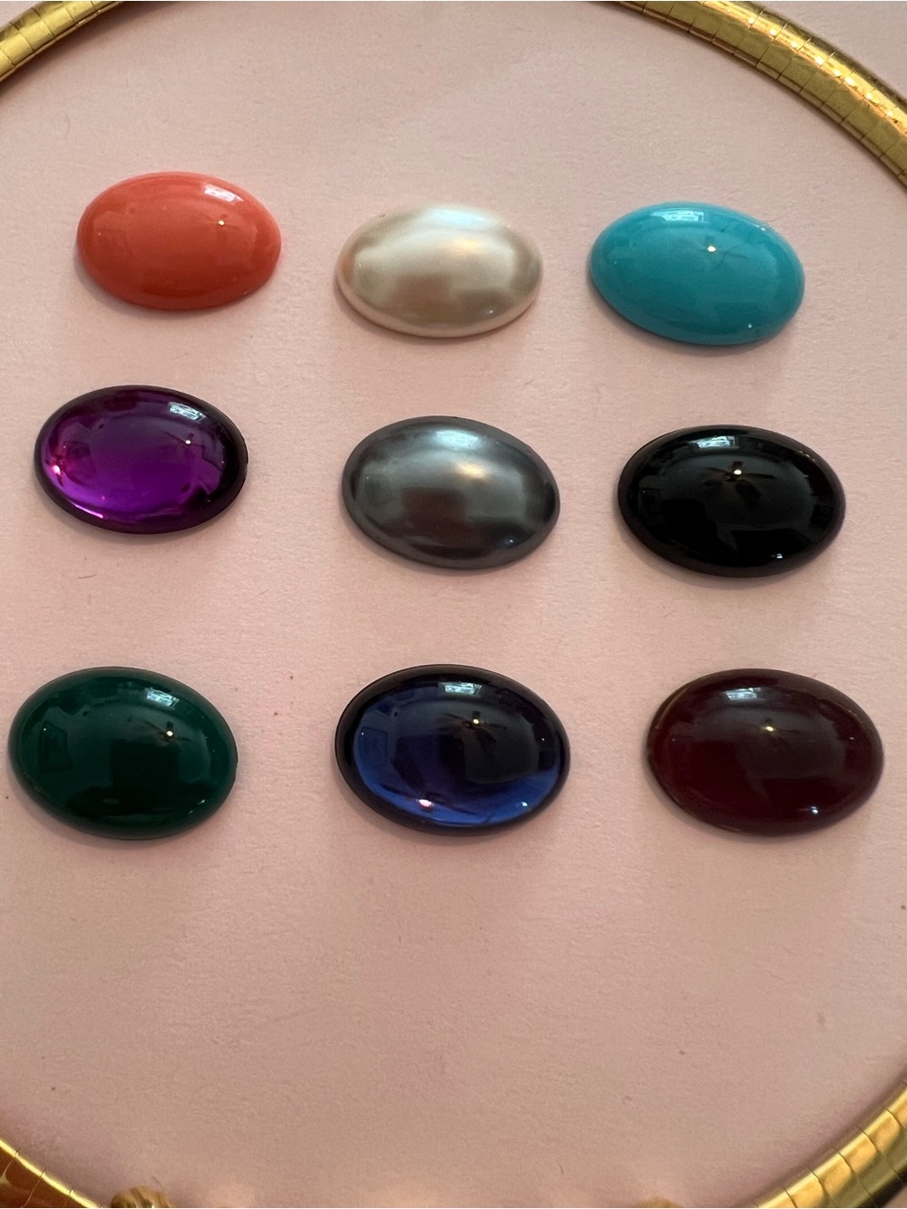 Joan Rivers Gold Plated Omega Necklace With Complete Set of 10 cabochons Rare - Picture 3 of 8